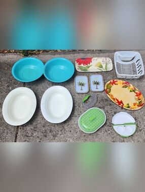 Random Party, Celebration, Holiday Plates, Bowls, Platter Set, Microwave Steamer